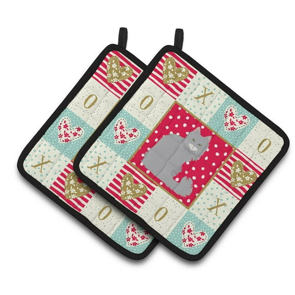 Norwegian Forest Cat Love Pair of Pot Holders