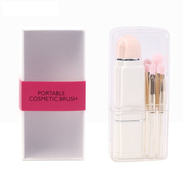 Brocha de maquillaje mixta portátil 8 en 1, brocha de maquillaje, brocha para esquinas, brocha para sombra de ojos (material de leche de coco blanca 8 en 1, con caja de dibujo) ER