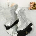 thumbnail image 6 of CAIVO Sparkly Leather Girls Boots Winter Fashion Sole Comfortable Ankle Booties Toddler Kids Child Boho Shoes Solid Color Footwear, 6 of 9
