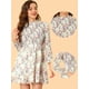 thumbnail image 2 of INSPIRE CHIC Vestido Floral Con Dobladillo Con Volantes Y Manga Larga Con Cuello Fruncido Y Fruncido Para Mujer Beige M, 2 of 6