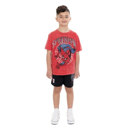 Spider-Man Boys' Short Sleeve Graphic Tee and Shorts Set, 2-Piece, Sizes 4-10
