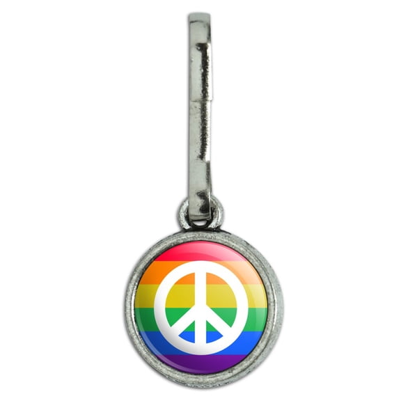 Peace Rainbow LGBTQ Symbol Antiqued Charm Clothes Purse Suitcase Backpack Zipper Pull Aid