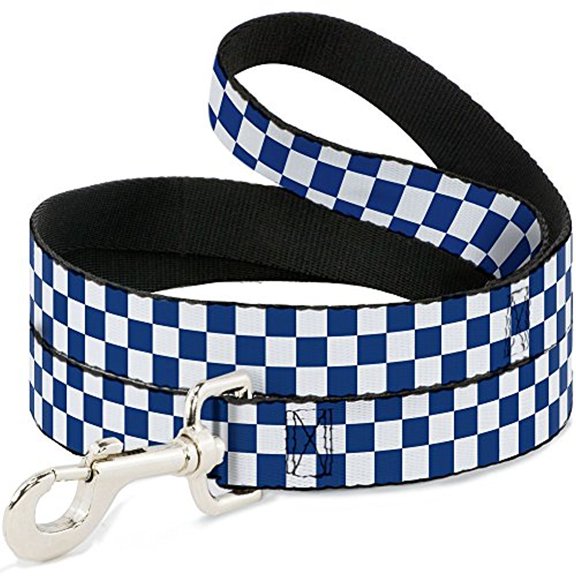 Buckle-Down DL-W30330-N Narrow 0.5" Checker Blue White Dog Leash, 4'