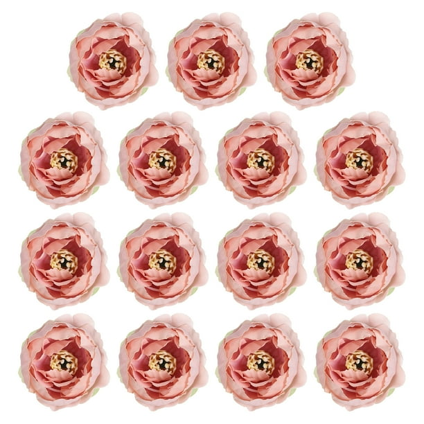 Uxcell Artificielle Fleur Tête Fausses Fleurs Têtes en Vrac Soie Pivoine Têtes Simulation Fleur Gris Rose 15 Pcs