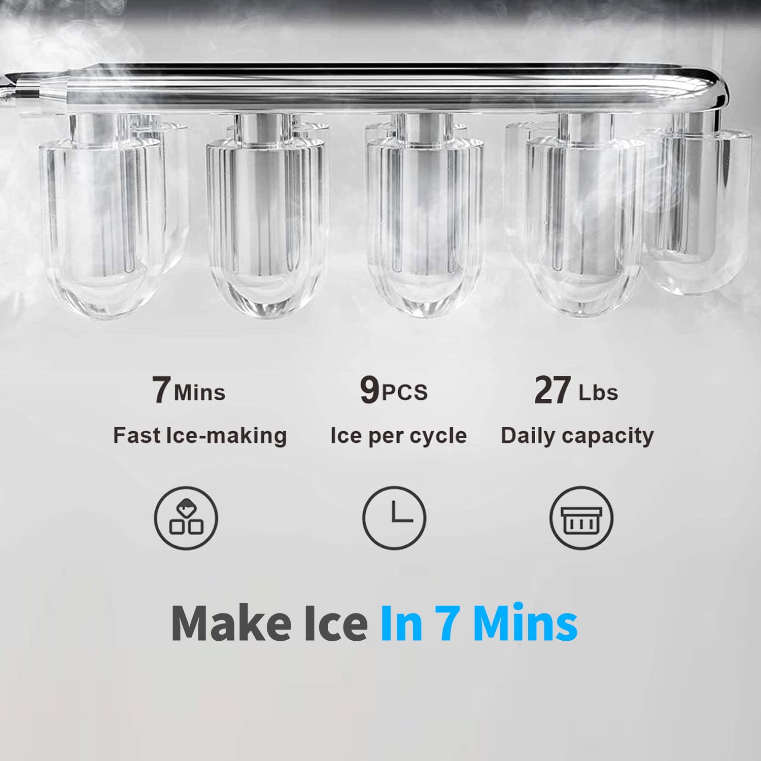IKT Hot and Cold Water Dispenser with Ice Maker ,5 Gallon Bottle Top Load 27 lbs Daily Capacity with Child Safety Lock Black