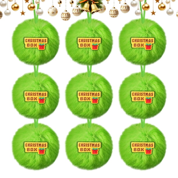 Herunwer Lime Green Furry Elf Christmas Tree Ornaments - Hanging Ball Ornaments for Christmas Party & Home Decorations