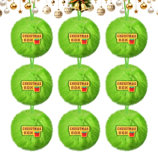 6 Adornos Colgantes para Árbol de Navidad con Bolas de Imitación Peludas y Cinta para Fiestas.