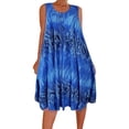 thumbnail image 3 of Vestido Estampado Chaleco Camiseta Vestido corto Sin mangas Mujer Ropa de verano, Azul, L Noticed AP002136-43, 3 of 5