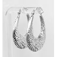 thumbnail image 3 of Sterling Silver Free Form Puffed Filigree Hoop Earrings 1 1/4" Long Item #8022, 3 of 5