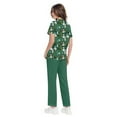 thumbnail image 3 of Wutalume Women's Festive Healthcare Scrub Set, Christmas Pattern Short Sleeve Top and Work Pants, Medical Work Uniform,Army Green L, 3 of 6