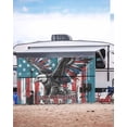 thumbnail image 5 of 4th of July RV Awning Sun Shade Screen 9'X15.3' Bald Eagle Mesh Sunscreen Retro Patriotic 250th American Flag Awning Shade Screen with Zipper UV Blocker Completed Kits for RV Motorhome Camper, 5 of 7