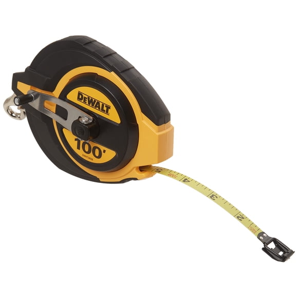 DEWALT Tape Measure, 100-Foot, Self-Lock, Solid Chrome Finish, Rubber Grip (DWHT34036L)