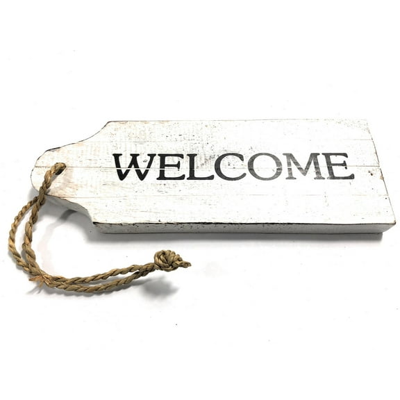 Welcome Door Tag Wood Sign 9" - Rustic Coastal | #snd25063