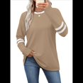 thumbnail image 1 of Camisas de Larga para Mujer, Blusas Casuales con Bloques de Color, Conjuntos de Otoño, Camisetas Básicas, Ropa de Moda Caqui XL, 1 of 6