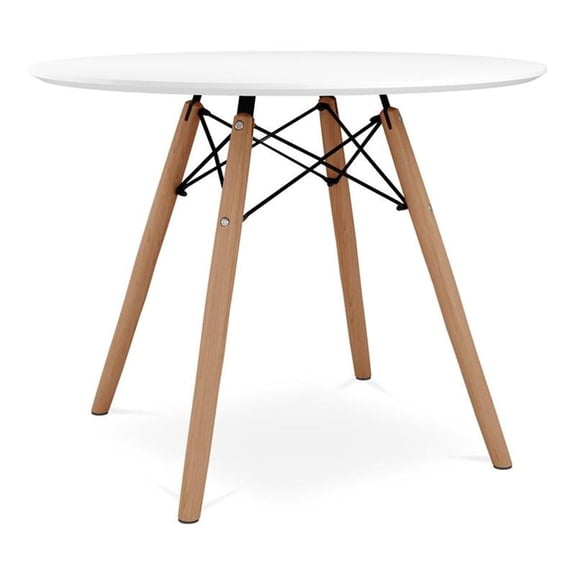 Pemberly Row 36" Round Mid-Century Wood Dining Table in White