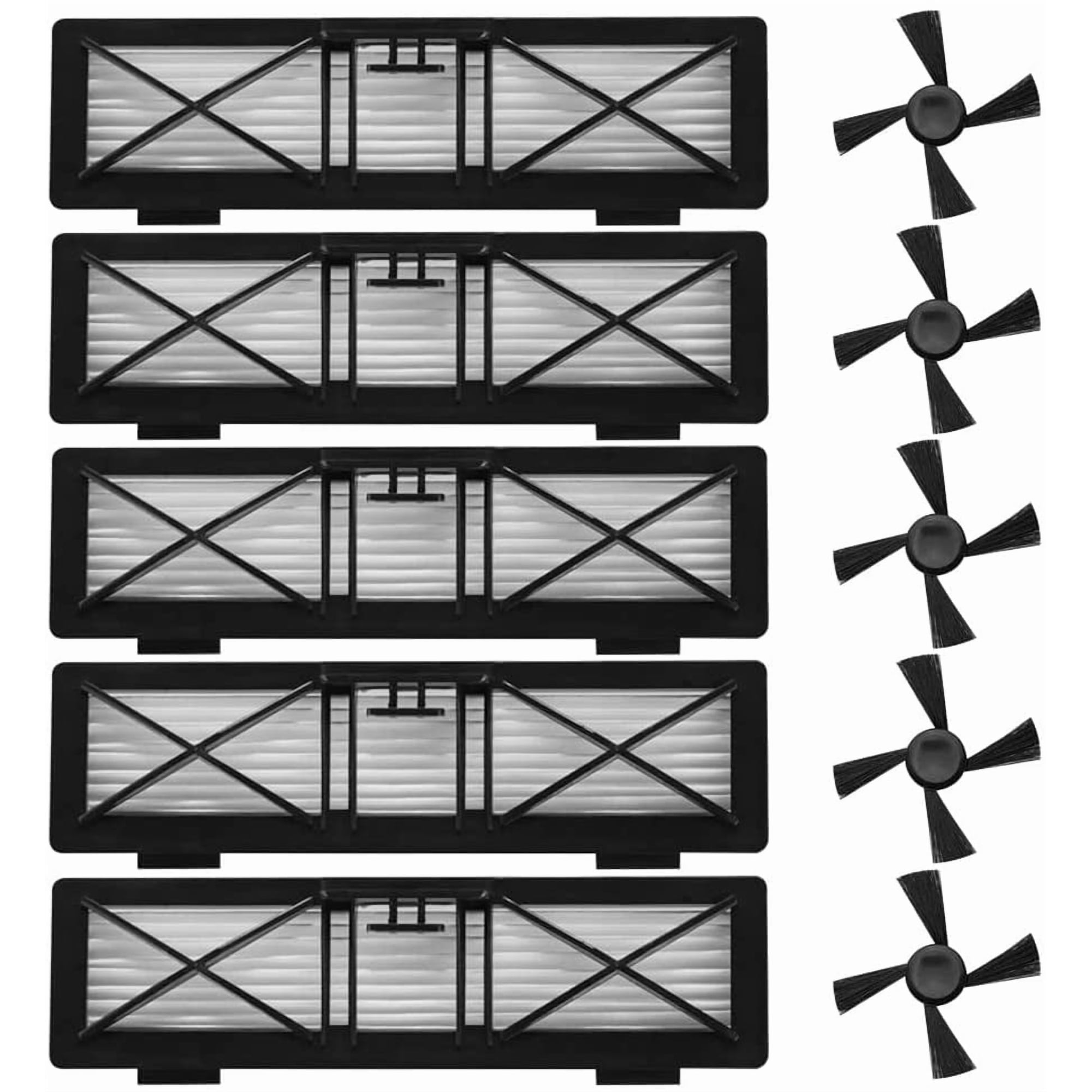 Ultra Performance Filters and Side Brushes Compatible with Neato Robotics D7 D701 D750 D6 D650 D5 D4 D402 D450 D3 D301 D304 Robot Vacuum, 10-Pack