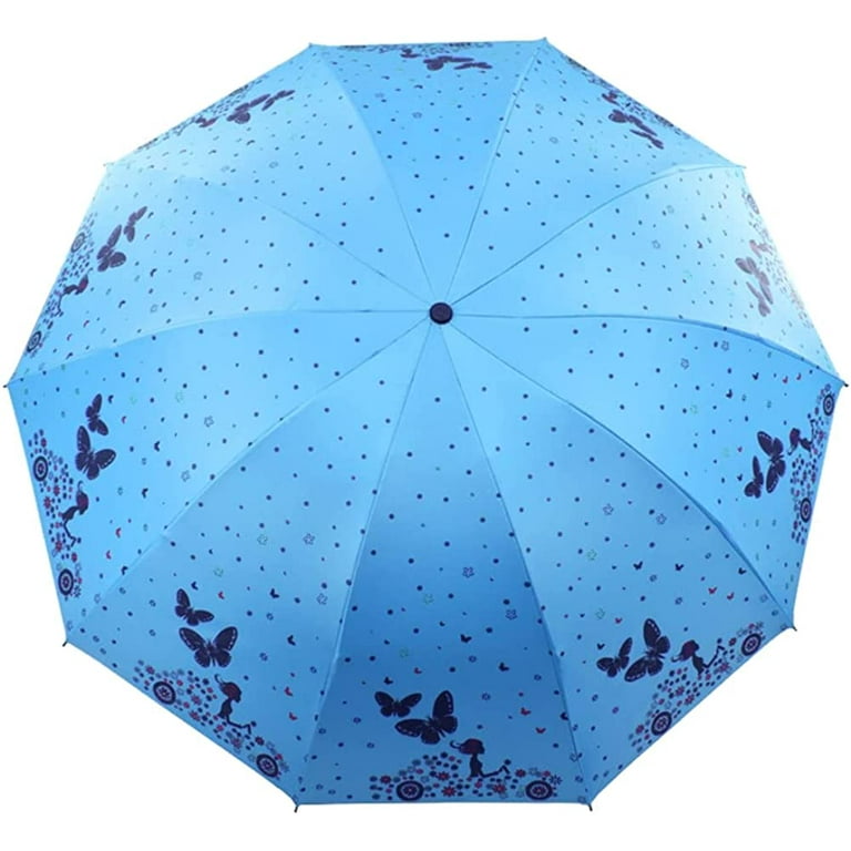 CoCopeaunts Butterfly Umbrella for Rain Princess Lace Ultraviolet Proof Triple Folding Umbrella Dome Parasol