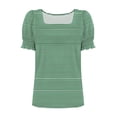 thumbnail image 5 of Wowcloth Women's Casual Short Sleeve T-shirt with Striped Print, Square Neck for Daily Wear, 5 of 5