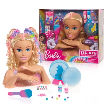 Barbie Tie-Dye Deluxe 21-Piece Styling Head, Blonde Hair, Includes 2 Non-Toxic Dye Colors, Kids Toys for Ages 3 Up, Gifts and Presents