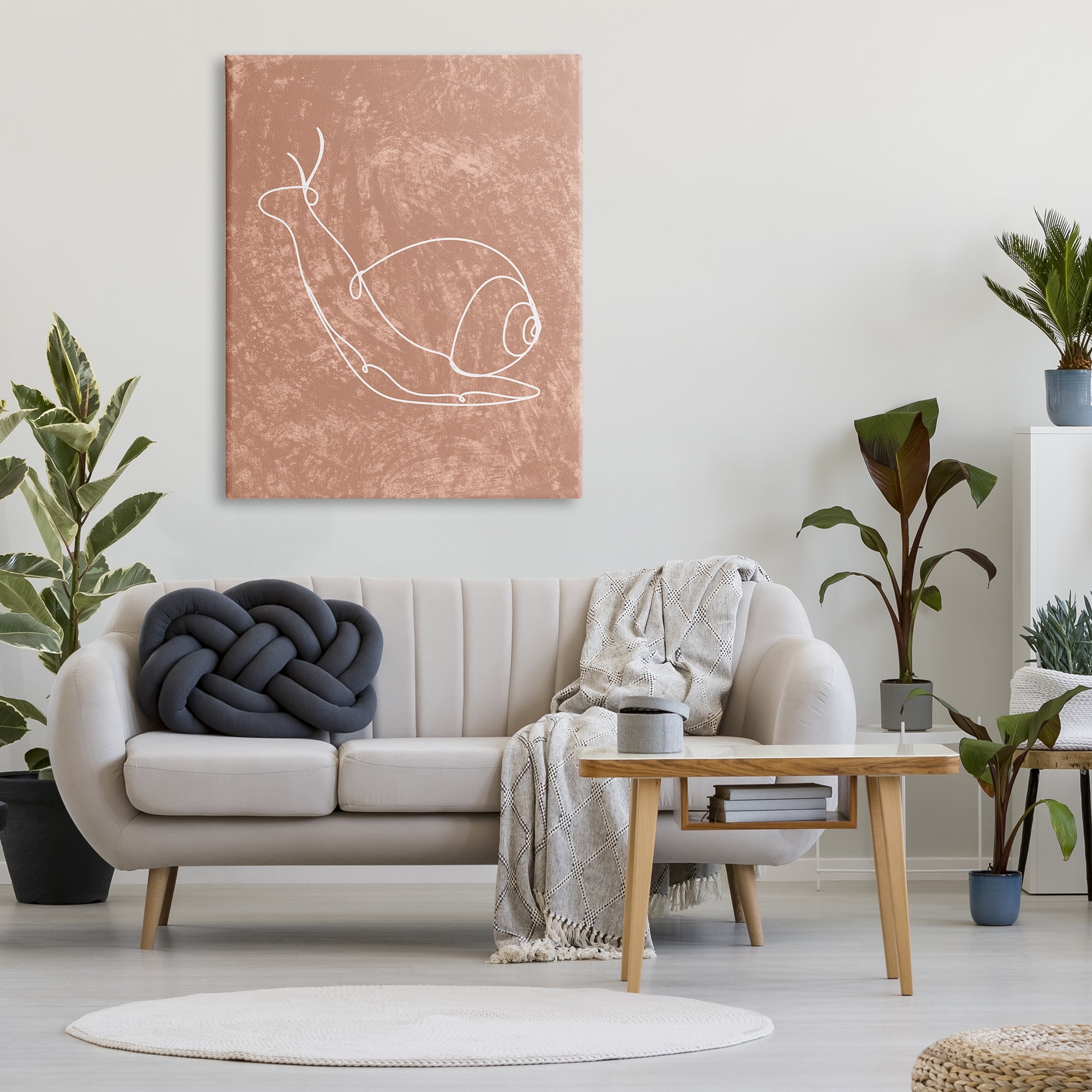 Stupell Industries Snail Line Drawing Animals & Insects Painting Gallery Wrapped Canvas Art Print Wall Art, 36 x 48