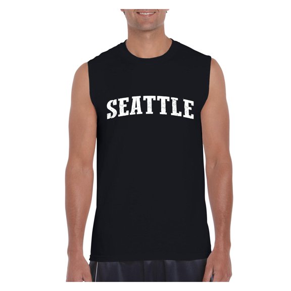 MmF - Men's Graphic T-Shirt Sleeveless, up to Men Size 3XL - Seattle