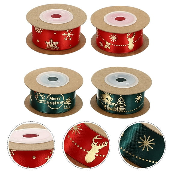 SASABAXI Christmas present Wrapping Ribbons Polyester Red and Green for Holiday 4 Rolls