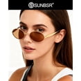 thumbnail image 2 of Gafas de sol SUNBSR retro ovaladas con montura metálica dorada UV400 para mujer/hombre, 2 of 9