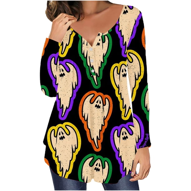 Camiseta informal para mujer, blusa estampada de manga larga con cuello redondo y fruncido Fridja fjkfkj2107