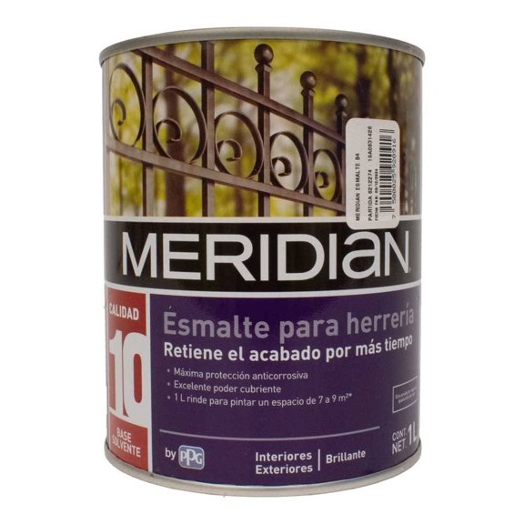 Esmalte para Herrería Meridian Brillante para Interiores y Exteriores 1 Litro