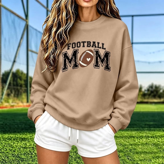 Football Mom Crewneck Sweatshirt Casual Pullover