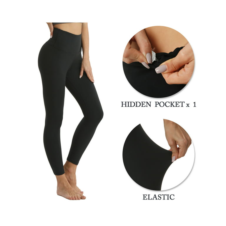 Buy Yvete Athletic Leggings Yoga Pants for Women, High Waist, Buttery Soft  Non See-Through Workout Running Tights Black at