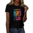 thumbnail image 1 of Pop cazadora para niña Round-Neck Printed Anime Trio Poster T Shirt （Black）, 1 of 3