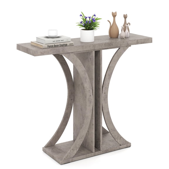 Gymax Console Table 40'' Rectangular Entryway Table w/Geometric Frame for Living Room Gray