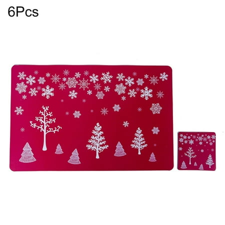 

VEAREAR Placemat Coaster 1 Set Placemat Protective Widely Used PVC Xmas Cushions Cup Coasters Dining Table Pads for Home