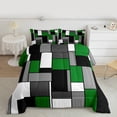 thumbnail image 2 of Feelyou Chic Geometric Abstract Full Size Comforter Sets, Green Square Rectangle Bedding Comforter Set, Teen Kid Child Adult Reversible Bedding Sets, Lightweight Room Decor, 3 Pieces, 2 of 8