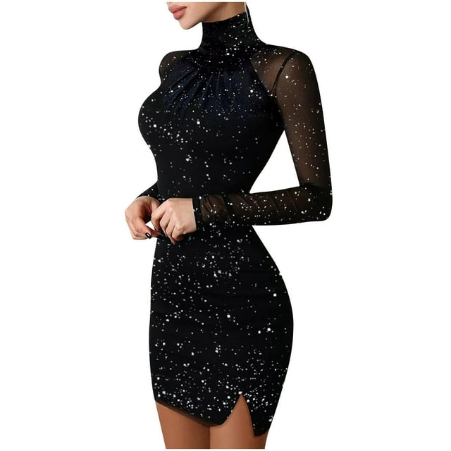 Babysbule Robes d'Été pour Femmes Liquidation Mode Femmes Décontractée Aguichant Fesses Couture Manches Longues Robe Passe-Partout