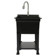 UTILITYSINKS Plastic 24 Freestanding Compact Workshop Utility Sink, Black
