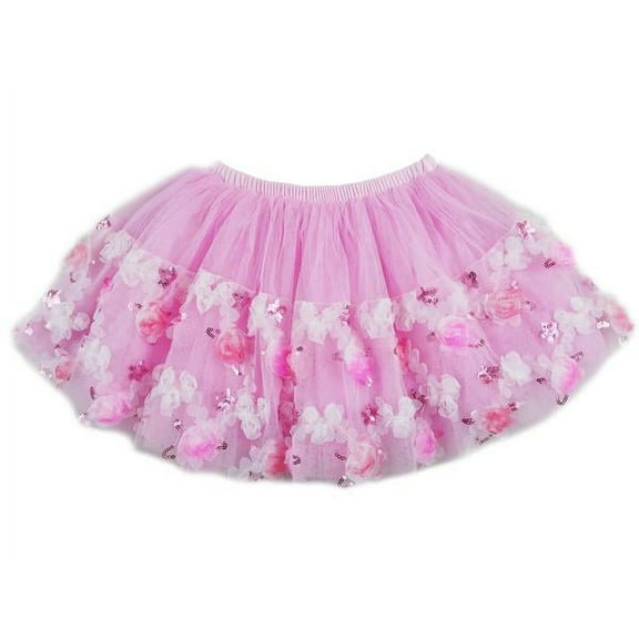 Wenchoice Pink Floral Sequin Tutu - Toddler & Girls XL(6-8 Years)