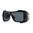thumbnail image 5 of Super Loud Showy XL Oversized Thick Temple Wrap Shield Plastic Sunglasses [All Black], 5 of 8