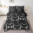 thumbnail image 2 of jejeloiu Cute Cat Kitten 7-Piece Twin Bedding Sets,Neon Rainbow Line Cat Bedding Comforter Set,White Black Sheet Sets For Girls Boys,Breathable Home Decor Reversible, 2 of 8