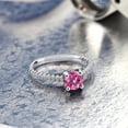 thumbnail image 4 of Gem Stone King 925 Sterling Silver Ring Round Pink Moissanite and Diamond White (1.42 Cttw, Size 9), 4 of 4