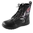 thumbnail image 2 of Wavsuf Hiking Boots for Women Short Ankle-High Round Toe Printed Lace Up Black Shoes Size 43, 2 of 6