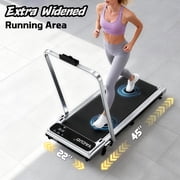 Yagud Walking Pad Treadmill with Handle Bar and Adjustable Incline, 3.8HP Portable Electric Treadmills with Wheels for Home, Home Treadmills with Incline, 0.5-3.8MPH, Silver