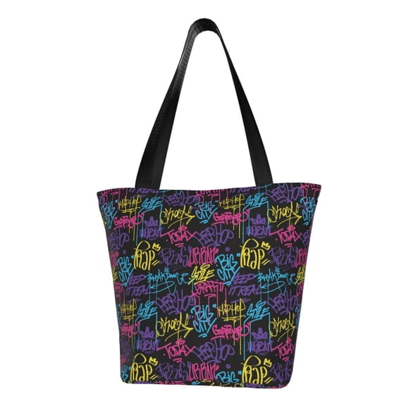Pofeuu Graffiti Art Print Women Fashion Shoulder Handbags Top Handle Satchel Bags Tote Shoulder Shopping Bag Stylish Canvas Tote Bag