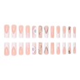 thumbnail image 3 of French Tip Nails Square Press on Nails Long Fake Nails with 3D Flowers White, 3 of 5