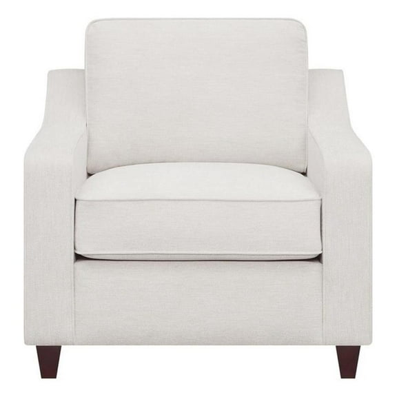 Pemberly Row Contemporary Upholstered Cushion Back Chair in Beige
