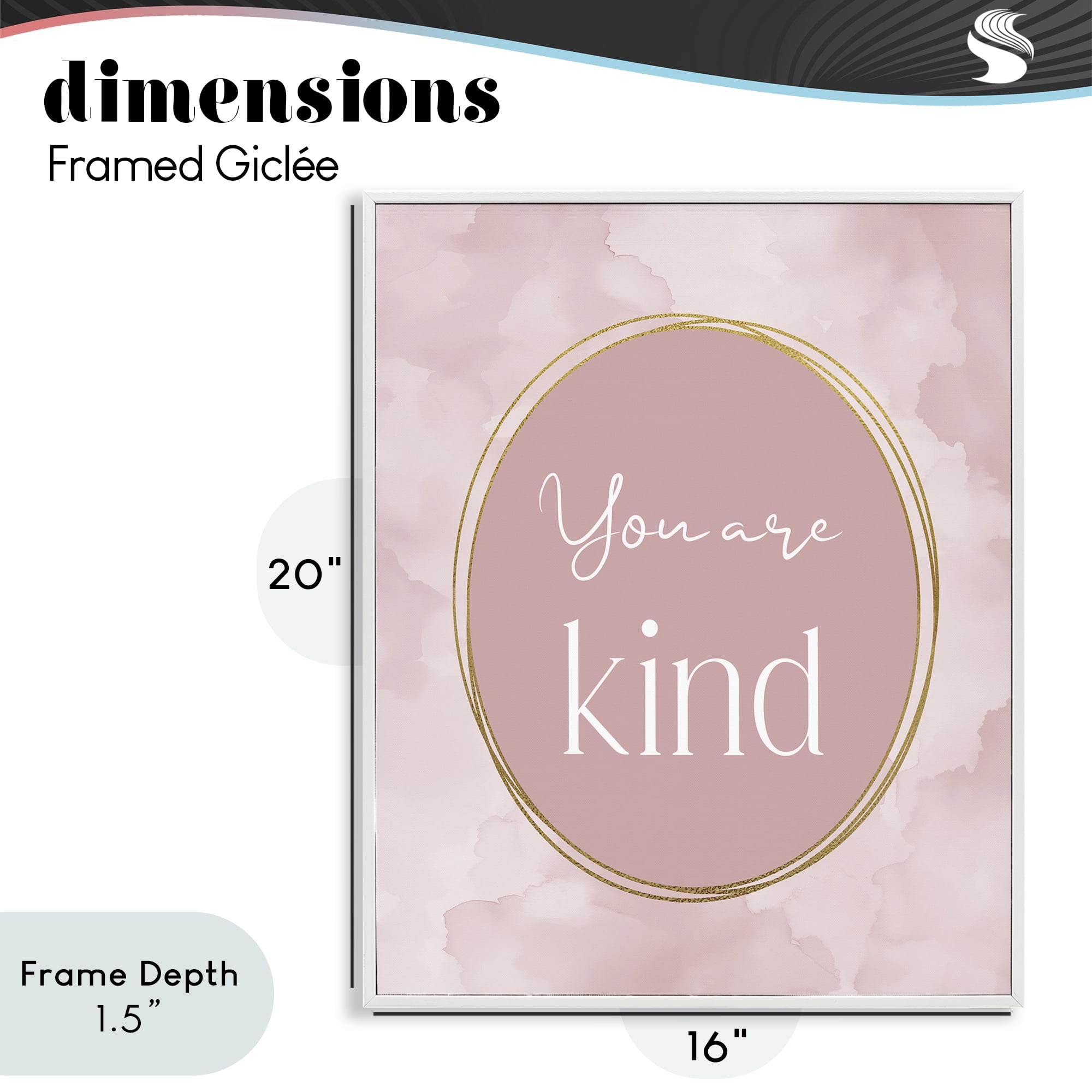 Stupell Industries Pink Golden Affirmation White Framed Giclee Art, design by Christine Simpson Art