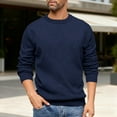 thumbnail image 2 of Men's Cable Knit Sweater Solid Color Long Sleeve Pullover Fall Fashion Outfits Navy 2XL, 2 of 9