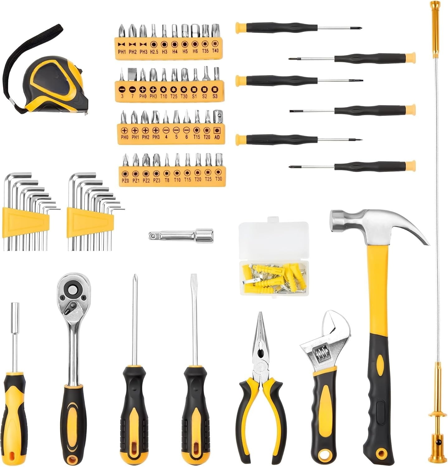 159 Piece Tools Kit, Tool Box Set for Mechanic and Car, General Household Tool Kit, Basic Tool Kit for Home Auto Repair, Plastic Toolbox Storage Case