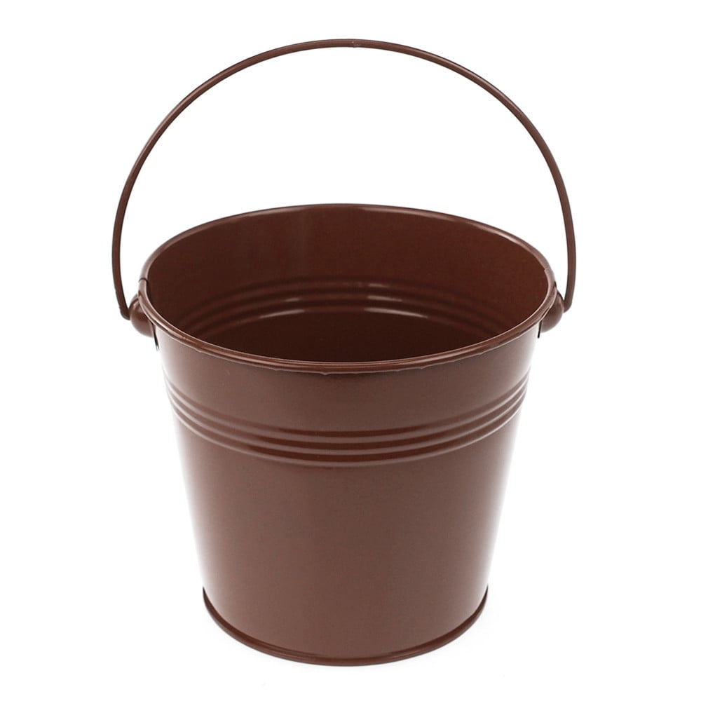 Metal Pail Buckets Party Favor, 5inch, Brown